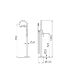 Nero Nova Round Floormount Mixer With Handshower - Matte Black