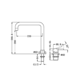 Mecca Hob Basin Nero Mixer Square Spout - Gunmetal