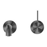 Mecca Wall Basin Nero Mixer Separate Back Plate Handle Up 230mm Spout - Gun Metal