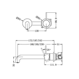 Mecca Wall Basin Nero Mixer Separate Back Plate Handle Up 230mm Spout - Matt Black