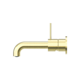 Mecca Wall Basin Nero Mixer Separate Back Plate Handle Up 185mm Spout - Brushed Gold