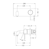 Mecca Wall Basin/Bath Nero Mixer 120mm - Brushed Bronze