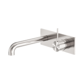 Nero Mecca Wall Basin/Bath Mixer Handle Up 120Mm - Brushed Nickel