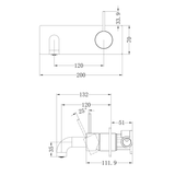 Nero Mecca Wall Basin/Bath Mixer Handle Up 120Mm Trim Kits Only - Gunmetal