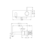 Mecca Wall Basin Nero Mixer Handle Up 160mm Spout - Matt Black