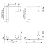 Nero Mecca Wall Basin/Bath Mixer Handle Up 230Mm Trim Kits Only - Brushed Bronze