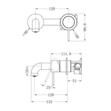 Nero Mecca Wall Basin/Bath Mixer Separate Back Plate 120Mm - Chrome