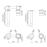 Nero Mecca Wall Basin/Bath Mixer Separate Back Plate 230Mm Trim Kits Only - Brushed Gold