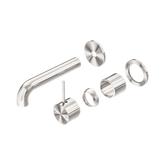 Nero Mecca Wall Basin/Bath Mixer Sep. Back Plate Handle Up 120Mm Trim Kit Only - Brushed Nickel
