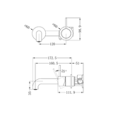 Nero Mecca Wall Basin/Bath Mixer Separate Back Plate Handle Up 160Mm - Brushed Bronze