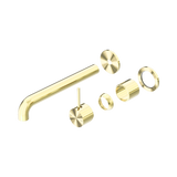 Nero Mecca Wall Basin/Bath Mixer Sep. Back Plate Handle Up 230Mm Trim Kit Only - Brushed Gold