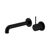 Nero Mecca Wall Basin/Bath Mixer Separate Back Plate Handle Up 260Mm - Matte Black