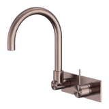 Mecca Wall Basin/Bath Nero Mixer Swivel Spout Handle Up - Brushed Bronze