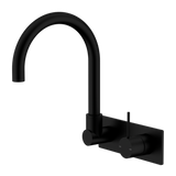 Mecca Wall Basin/Bath Nero Mixer Swivel Spout Handle Up - Matt Black