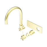 Nero Mecca Wall Basin/Bath Mixer Swivel Spout Handle Up Trim Kits Only - Brushed Gold