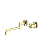 Mecca Wall Basin/Bath Nero Mixer Swivel Spout 225mm - Brushed Gold