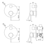 Nero Mecca Shower Mixer With Diverter Trim Kits Only - Brushed Bronze