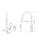 Pearl Pull Out Sink Nero Mixer With Vegie Spray Function Shower - Matte Black