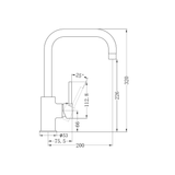 Dolce Kitchen Nero Mixer Square Shape Shower - Matt Black