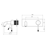 Nero Opal Wall Basin/Bath Mixer 120Mm - Graphite