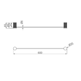 Nero Opal Single Towel Rail - Brushed Gold 600mm