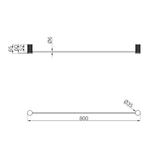 Nero Opal Single Towel Rail 800Mm - Brushed Nickel