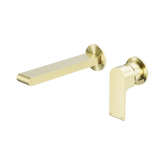 Nero Bianca Wall Basin/Bath Mixer Separate Back Plate 230Mm - Brushed Gold