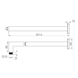 Square Nero Shower Arm - Gun Metal