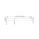 Nero 150Mm Square Ceiling Arm - Chrome