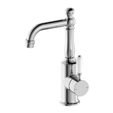 Nero York Basin Mixer With White Porcelain Handle - Chrome