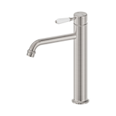 Nero York Straight Tall Basin Mixer With White Porcelain Lever - Brushed Nickel