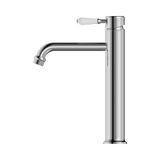 York Straight Tall Basin Nero Mixer With - White Porcelain Lever - Chrome