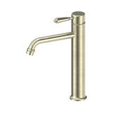 Nero York Straight Tall Basin Mixer With Metal Lever - Aged Brass