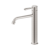 Nero York Straight Tall Basin Mixer With Metal Lever - Brushed Nickel