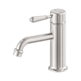 Nero York Straight Basin Mixer With Metal Lever - Brushed Nickel