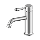 York Straight Basin Nero Mixer With Metal Lever - Chrome