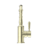 York Basin Nero Mixer Hook Spout With Metal Lever - Aged Brass