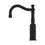 NERO YORK BASIN MIXER HOOK SPOUT WITH METAL LEVER - Matte Black