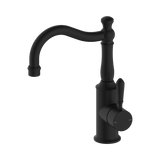 NERO YORK BASIN MIXER HOOK SPOUT WITH METAL LEVER - Matte Black
