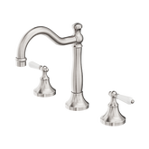 Nero York Basin Set With White Porcelain Lever - Brushed Nickel