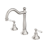 Nero York Basin Set With White Porcelain Lever - Brushed Nickel