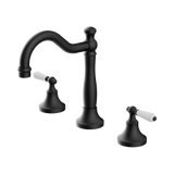 Nero York Basin Set With White Porcelain Lever - Matte Black