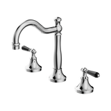 Nero York Basin Set With Black Porcelain Lever - Chrome