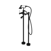 Nero York Freestanding Bath Set With White Porcelain Hand Shower - Matte Black