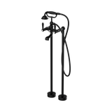 Nero York Freestanding Bath Set With Metal Hand Shower - Matte Black