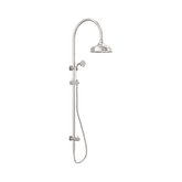 Nero York Twin Shower With White Porcelain Hand Shower - Brushed Nickel