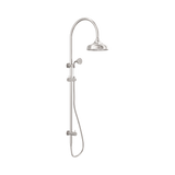 Nero York Twin Shower With White Porcelain Hand Shower - Brushed Nickel