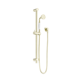 Nero York Shower Rail With White Porcelain Hand Shower - Aged Brass