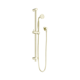 Nero York Shower Rail With Metal Hand Shower - Aged Brass