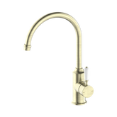 York Kitchen Nero Mixer Gooseneck Spout With White Porcelain Lever - Aged Brass